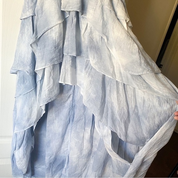 LoveShackFancy Dress Risley High-Low Tie-Dye Bow Heather Blue Hand Dye P NWT - Picture 4 of 7